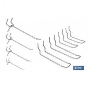 Set de 8 ganchos dobles | Adecuado para panel de herramientas perforado | Material: acero zincado