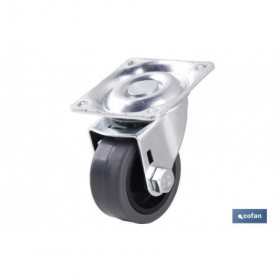 Rueda de goma gris con placa giratoria | Diámetros desde 30 mm hasta 40 mm | Para pesos desde 25 kg hasta 32 kg