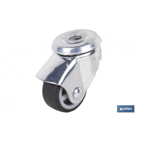 Rueda de goma gris para tornillo pasante | Diámetros desde 30 mm hasta 75 mm | Para pesos desde 25 kg hasta 45 kg