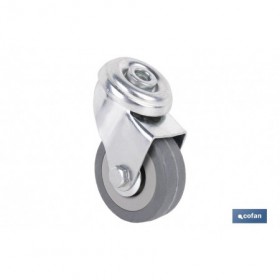 Rueda de goma gris para tornillo pasante | Diámetros desde 30 mm hasta 75 mm | Para pesos desde 25 kg hasta 45 kg