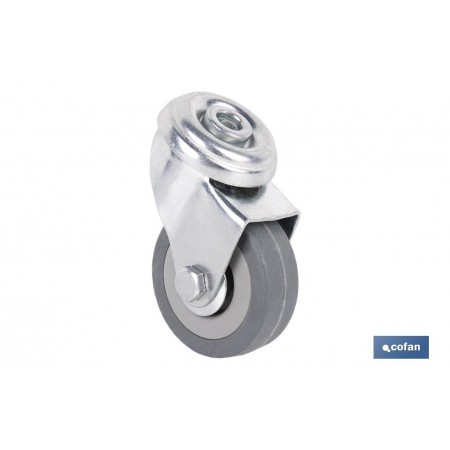 Rueda de goma gris para tornillo pasante | Diámetros desde 30 mm hasta 75 mm | Para pesos desde 25 kg hasta 45 kg