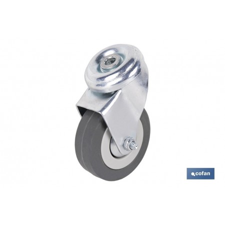Rueda de goma gris para tornillo pasante | Diámetros desde 30 mm hasta 75 mm | Para pesos desde 25 kg hasta 45 kg