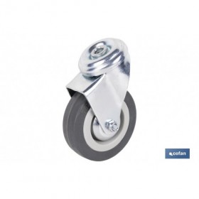 Rueda de goma gris para tornillo pasante | Diámetros desde 30 mm hasta 75 mm | Para pesos desde 25 kg hasta 45 kg