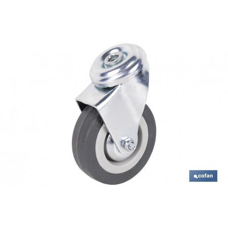 Rueda de goma gris para tornillo pasante | Diámetros desde 30 mm hasta 75 mm | Para pesos desde 25 kg hasta 45 kg