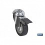 Rueda de goma gris para tornillo pasante y con freno | Diámetros desde 30mm hasta 75 mm | Para pesos desde 25 kg hasta 45 kg