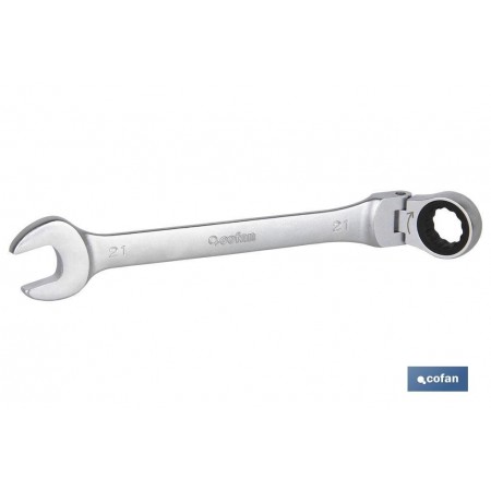 Llave combinada articulada en 180 de carraca | Fabricada en acero al cromo vanadio | Medidas de la llave: 24 mm