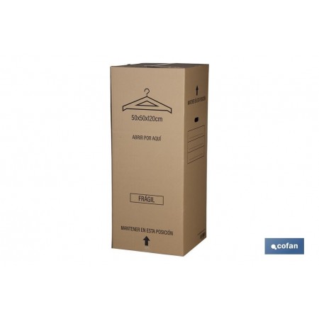Caja armario para mudanzas | Medidas 50 x 50 x 120 cm | Material de cartón ondulado