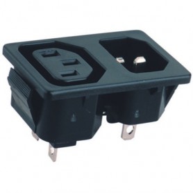▷ Base De Conexión Iec 320 Doble Empotrable, Macho - Hembra  | Ferreidea