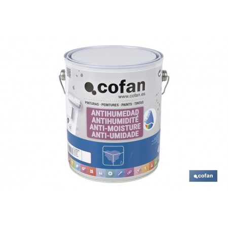 Pintura antihumedad al agua en blanco mate | Solución para paredes y techos | Diferentes capacidades