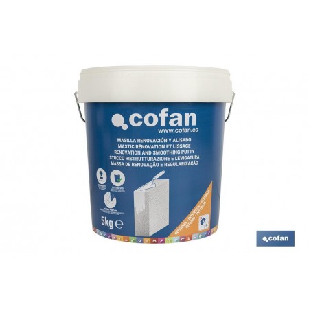 Masilla de renovación y alisado en Pasta | Para uso interior | Formatos de 350 g, 750 g y 5 kg