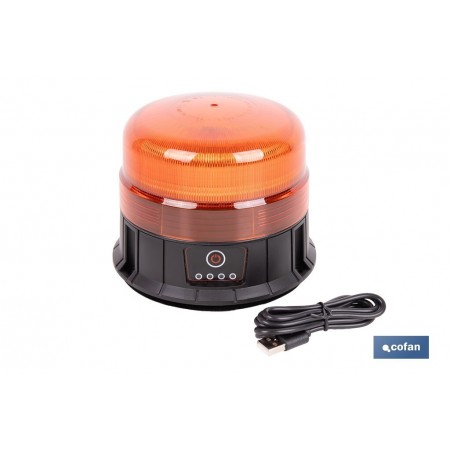 Luz emergencia rotativa 360 | Recargable USB-C | Base magnética | Certificada ECE R65 | Para vehículos industriales y agrícolas