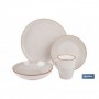 Vajilla de cerámica color beige pintada a mano | Set de 16 piezas | Apta para lavavajillas, microondas y horno