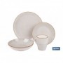 Vajilla de cerámica color beige pintada a mano | Set de 16 piezas | Apta para lavavajillas, microondas y horno