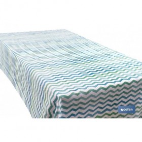 Rollo de mantel antimanchas con estampado digital de diseño con rayas | 50 % algodón y 50 % PVC | Medidas: 1,40 x 25 m