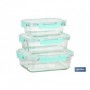 Set de 3 Fiambreras Rectangulares de Borosilicato | Modelo Agatha | Capacidad 640-1040-1520 ml