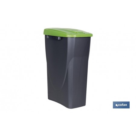 Cubo de basura verde para reciclar materiales de vidrio | Tres medidas y capacidades diferentes