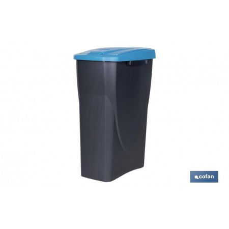 Cubo de basura azul para reciclar materiales de papel y cartón | Tres medidas y capacidades diferentes