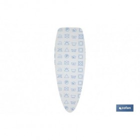 Funda tabla de planchar de algodón 100 % | Símbolos lavar | Medida: 135 x 53 cm