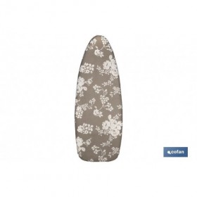 Funda para Tabla de Planchar Acolchada de Algodón | Medidas: 140 x 60 cm | Estampado Gris con Flores