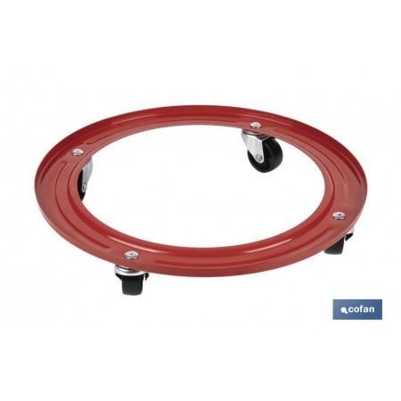 Soporte metálico con 4 ruedas para Bombona de Butano | Resistente hasta 50 kg | Porta bombonas en color rojo