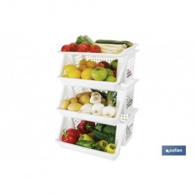 Verdulero con 3 Cestas | En Color Blanco | Medida: 62 x 39 x 32 cm