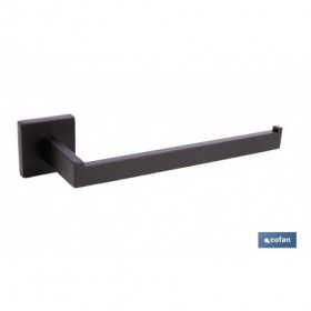 Toallero de baño negro mate | Material: acero inoxidable | Diseño cuadrado | Kit de fijación incluido | Medidas: 27 x 8 x 5,5 cm