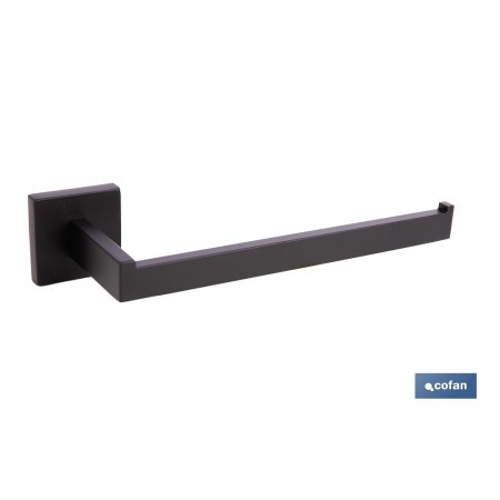Toallero de baño negro mate | Material: acero inoxidable | Diseño cuadrado | Kit de fijación incluido | Medidas: 27 x 8 x 5,5 cm