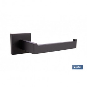 Portarrollos negro mate | Material: acero inoxidable | Diseño cuadrado | Kit de fijación incluido | Medidas: 16 x 8 x 5,5 cm
