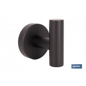 Percha negra mate | Material: acero inoxidable | Diseño redondo | Kit de fijación incluido | Medidas: 5 x 5 x 6 cm