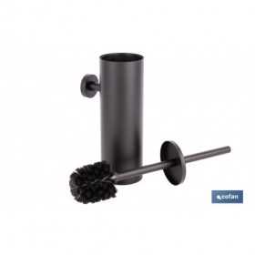 Escobillero de pared negro mate | Material: acero inoxidable | Diseño redondo | Medidas: 9,1 x 12,9 x 39 cm