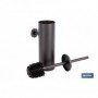 Escobillero de pared negro mate | Material: acero inoxidable | Diseño redondo | Medidas: 9,1 x 12,9 x 39 cm