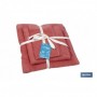 Juego de 3 toallas de color coral con 580 g/m2 | Gama Jamaica | Set de toallas 100 % de algodón