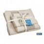 Juego de 3 toallas de color nature con 600 g/m2 | Gama Alma | Set de toallas 95 % de algodón y 5 % de lino