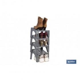 Organizador de zapatos en color gris | Pack de 4 sorportes apilables para maximizar el espacio