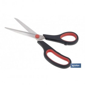 Tijeras multiusos con mango bimaterial | Hojas de acero inoxidable | Adecuadas para tela, papel, plástico | Longitud: 21,5 cm