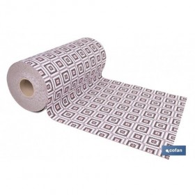 Rollo de alfombra vinílica para interior | Diseño de cuadros crochet | Impermeable y de fácil limpieza