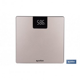 Báscula de baño digital | Plataforma de vidrio templado con pantalla LED | Medición precisa | Color: piedra