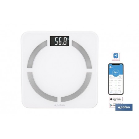 Báscula de baño digital inteligente | Análisis corporal completo | Báscula con Bluetooth y aplicación móvil | Pilas incluidas