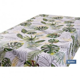 Rollo de hule con estampado de hojas amazónicas | Impermeable | Protección y estilo para la mesa