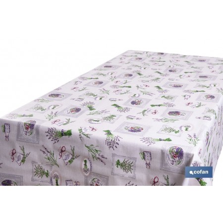 Rollo de hule con estampado de lavanda | Impermeable | Protección y estilo para la mesa