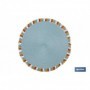 Bajoplatos redondos con flecos de colores | Color: azul | Salvamanteles individuales | Packs de 6 unidades | Diámetro: 38 cm