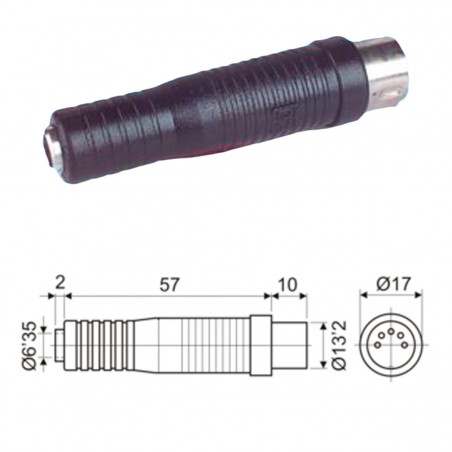 ▷ Adaptador Macho 5P (10.120/5/45º) Din 41.524 A Hembra Stereo 6.35 Mm. | Ferreidea
