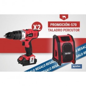 Pack de 2 taladros percutores a batería  altavoz Bluetooth de regalo | Herramientas de calidad