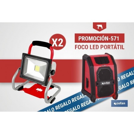 Pack de 2 focos LED portátiles de batería  altavoz Bluetooth de regalo | Iluminación eficiente y duradera