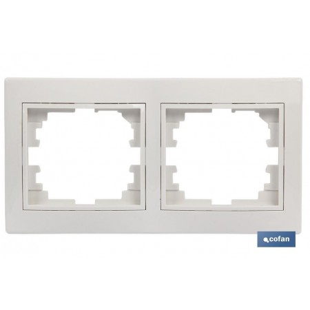 Marco de mecanismos eléctricos de empotrar | Para 2 elementos | Colores blanco y negro
