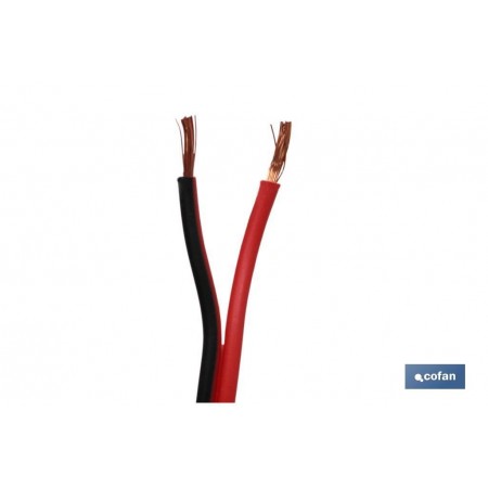 Rollo Cable Eléctrico de 100 m | Paralelo | Sección de cable en dos Medidas | Color Negro y Rojo