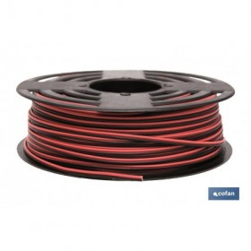 Rollo Cable Eléctrico de 100 m | Paralelo | Sección de cable en dos Medidas | Color Negro y Rojo