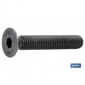 Tornillo allen DIN 7991 | Cabeza avellanada y plana con hexágono | Clase 10.9 negro | Medidas desde M-3 hasta M-24