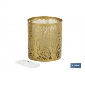 Difusor cilíndrico para aromaterapia | Capacidad de 100 ml | Forma cilíndrica con árboles en color dorado