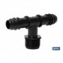 Conector T con doble empalme y rosca 1/2'' | Accesorio de riego imprescindible para cualquier instalación de riego por goteo